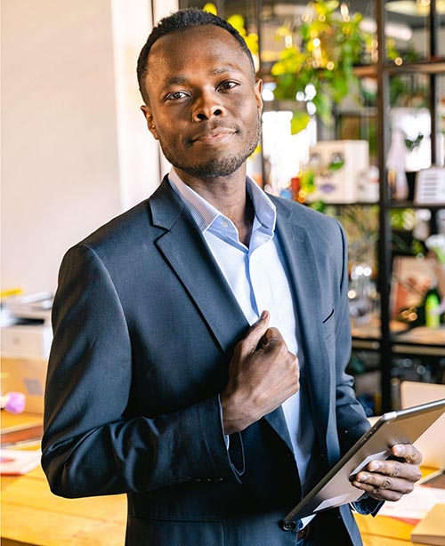 Smiling young man with great posture